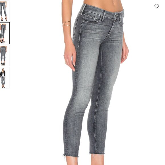 MOTHER the looker ankle fray gray skinny jeans in Huntress wash 24 - Picture 4 of 10